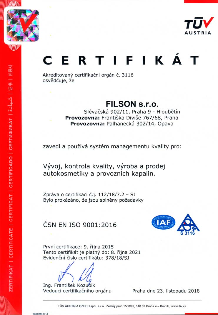 ISO 9001 2016 CZ